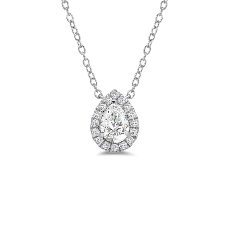 Halo Pear Lab Created Diamond Necklace