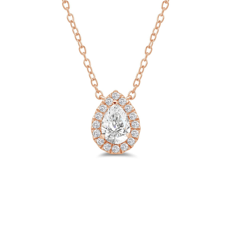 Halo Pear Lab Created Diamond Necklace