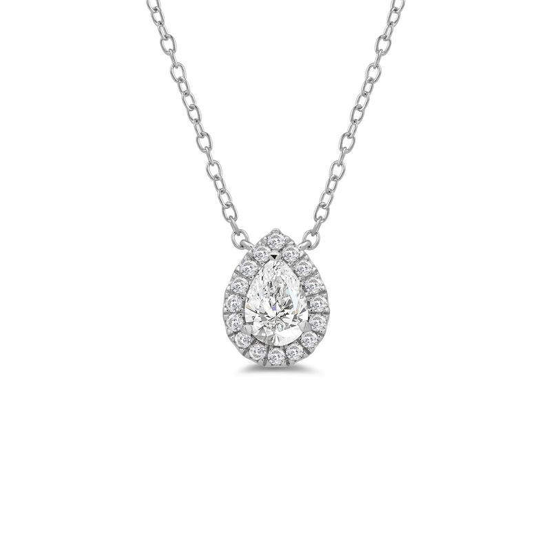 Halo Pear Lab Created Diamond Necklace