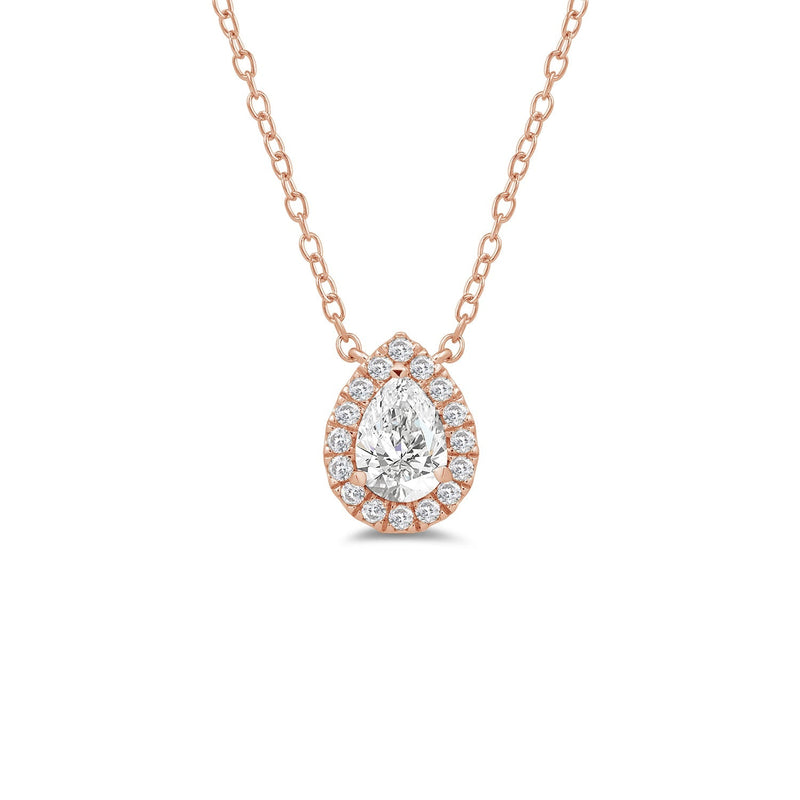 Halo Pear Lab Created Diamond Necklace