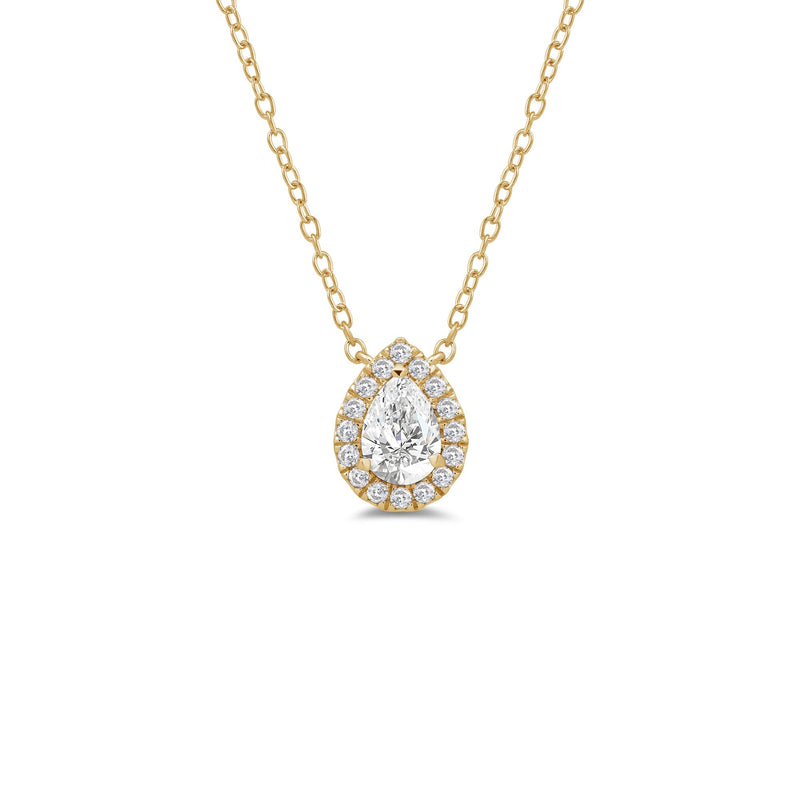 Halo Pear Lab Created Diamond Necklace