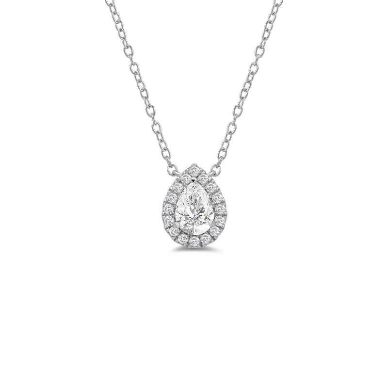 Halo Pear Lab Created Diamond Necklace