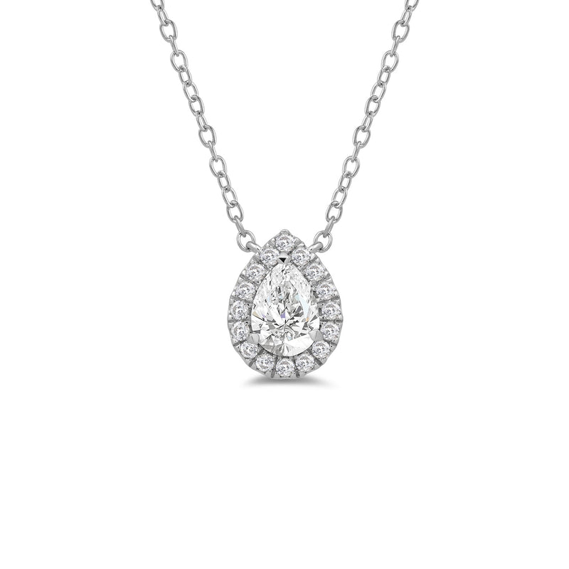 Halo Pear Lab Created Diamond Necklace