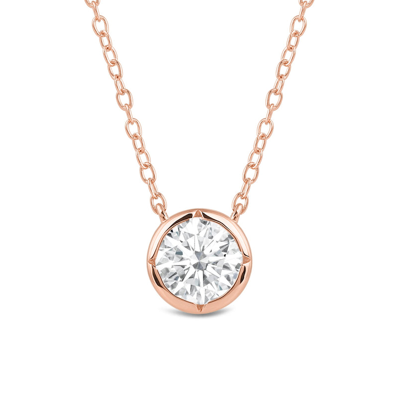 Kite Chamfered Bezel Set Solitaire Necklace
