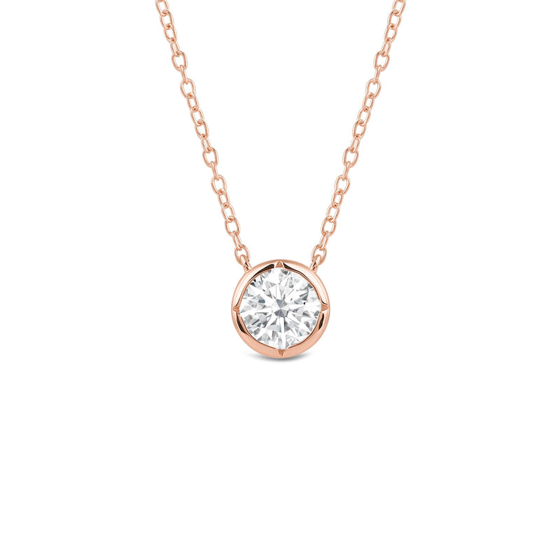 Kite Chamfered Bezel Set Solitaire Necklace