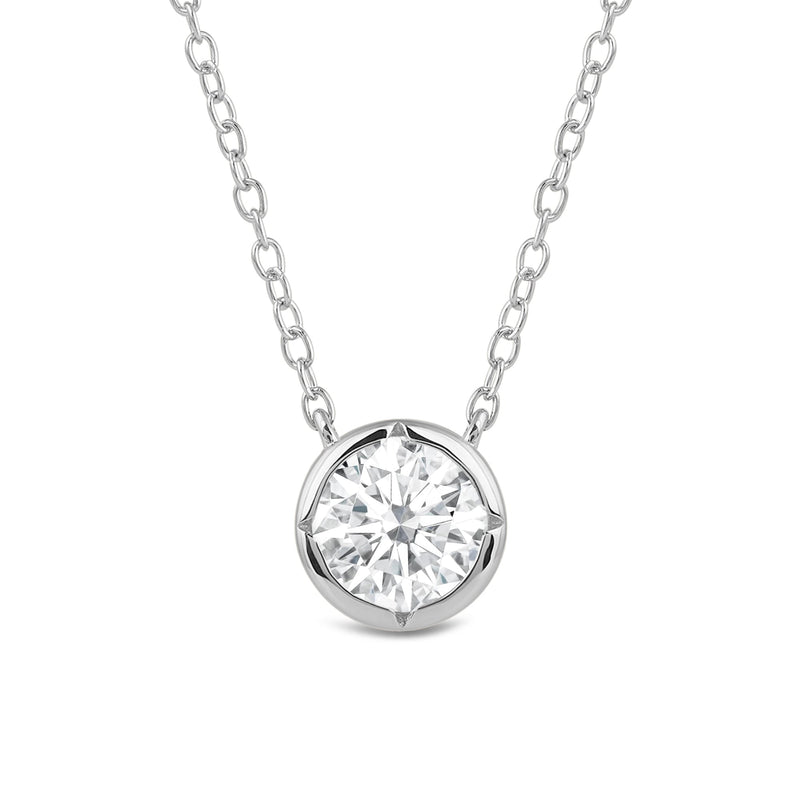 Kite Chamfered Bezel Set Solitaire Necklace