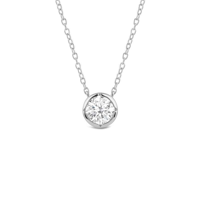 Kite Chamfered Bezel Set Solitaire Necklace