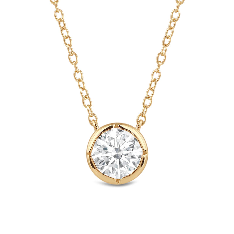 Kite Chamfered Bezel Set Solitaire Necklace