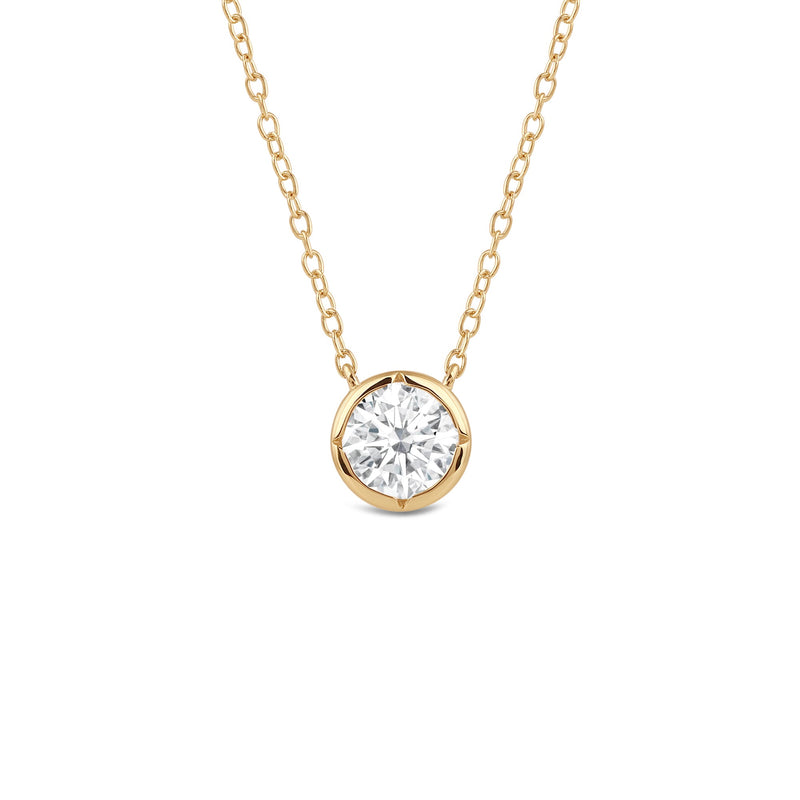 Kite Chamfered Bezel Set Solitaire Necklace