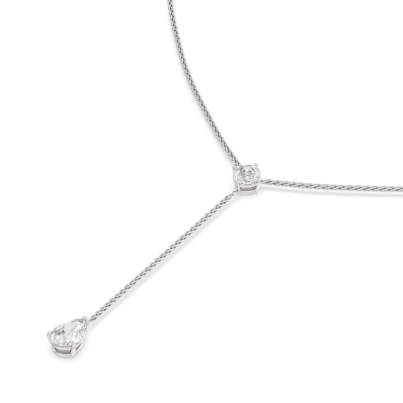 Cushion and Teardrop Lariat Station Necklace