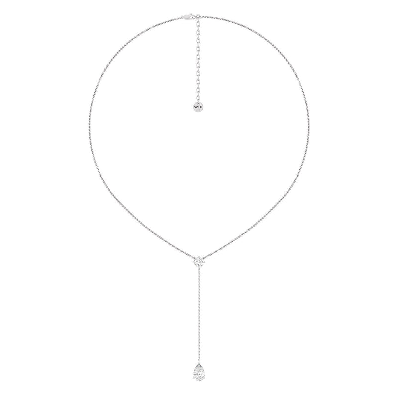 Cushion and Teardrop Lariat Station Necklace