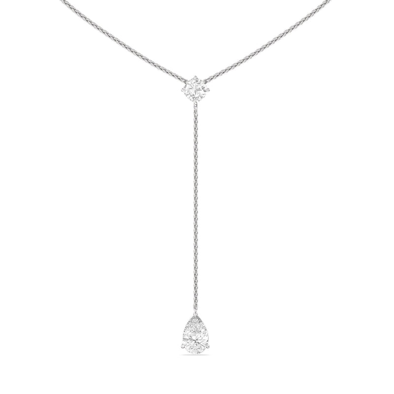 Cushion and Teardrop Lariat Station Necklace