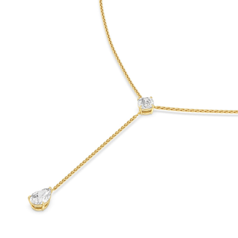 Cushion and Teardrop Lariat Station Necklace