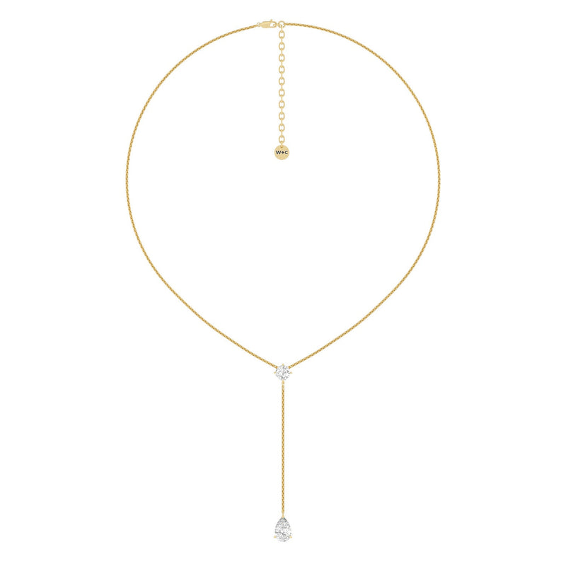 Cushion and Teardrop Lariat Station Necklace