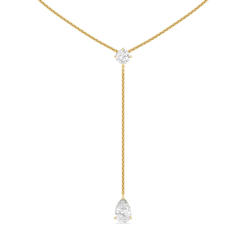 Cushion and Teardrop Lariat Station Necklace