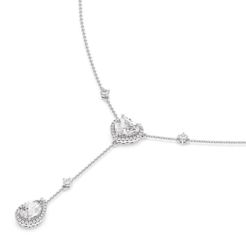 Halo Heart and Teardrop Chain Necklace