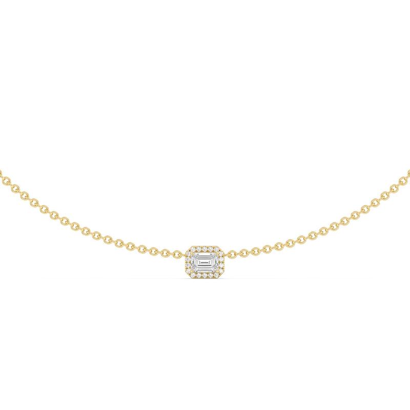 Halo Emerald Chain Necklace