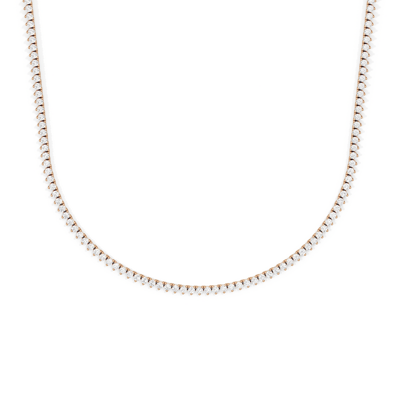 Classic Three Prong Diamond Tennis Necklace