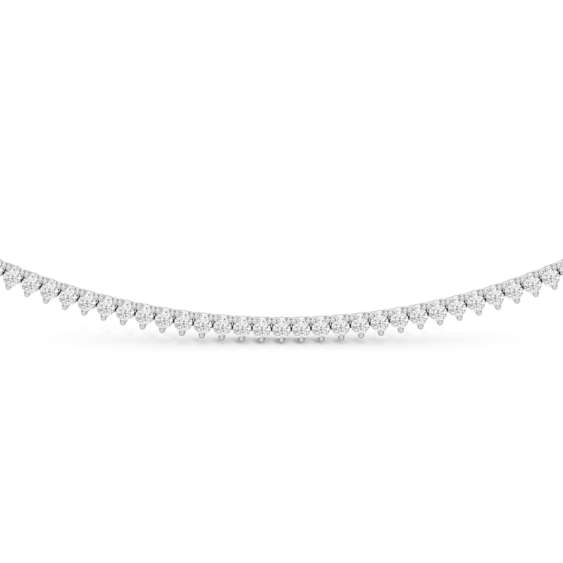 Classic Three Prong Diamond Tennis Necklace