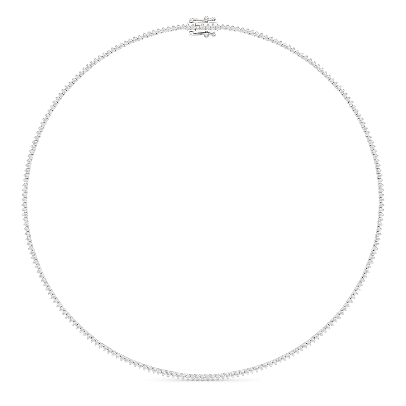 Classic Three Prong Diamond Tennis Necklace