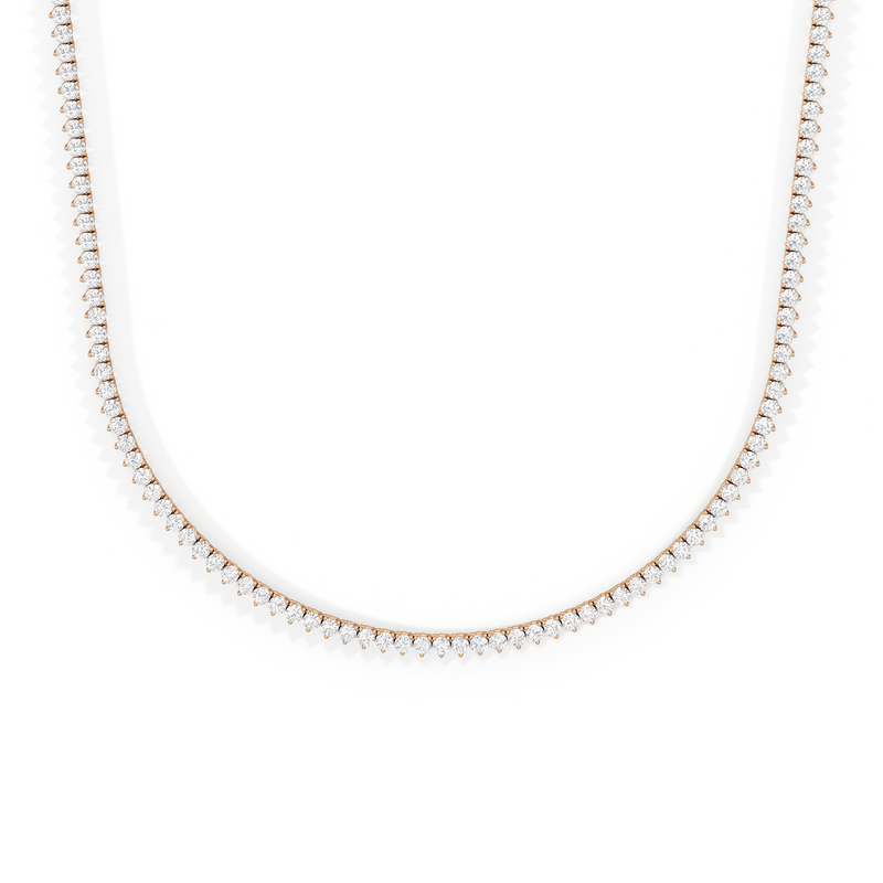 Classic Three Prong Diamond Tennis Necklace