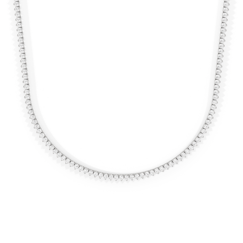 Classic Three Prong Diamond Tennis Necklace