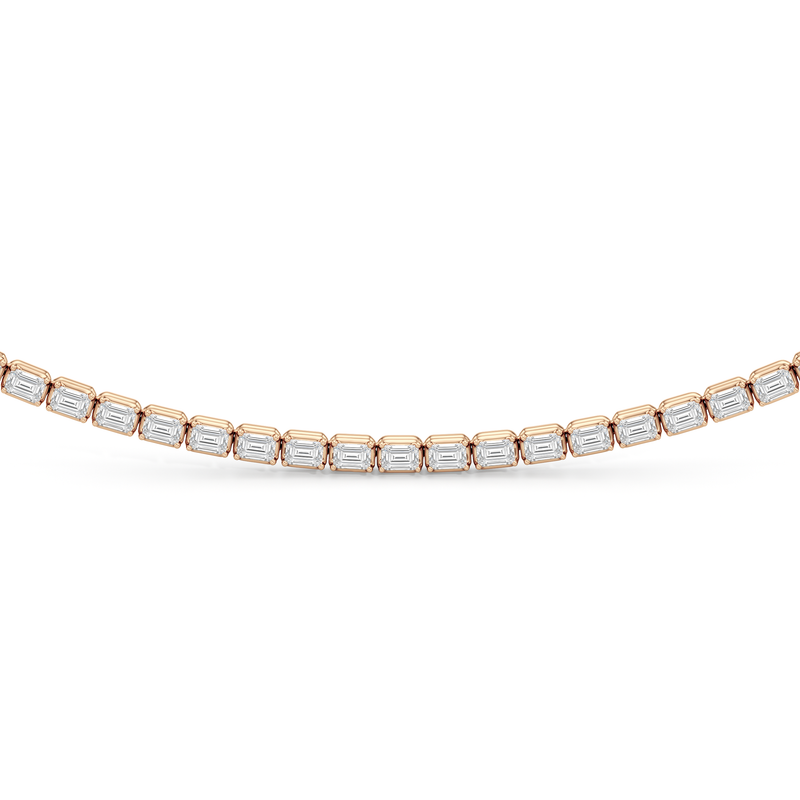 Emerald East West Half Diamond Tennis Necklace