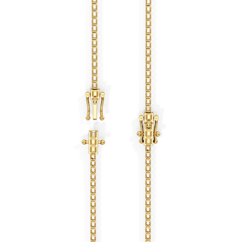 Emerald East West Half Diamond Tennis Necklace