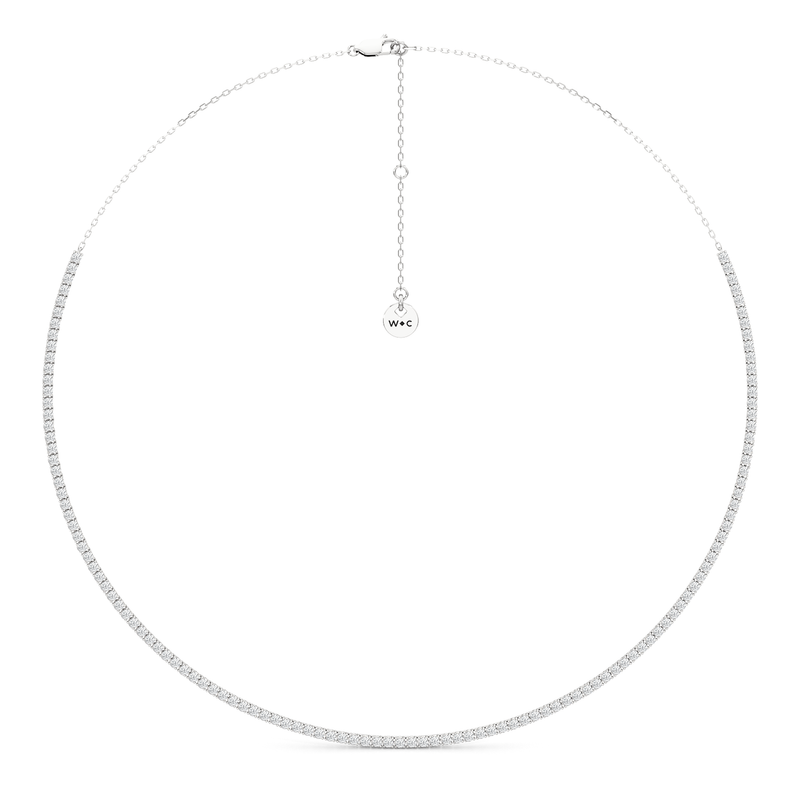 Four Prong Half Diamond Tennis Necklace