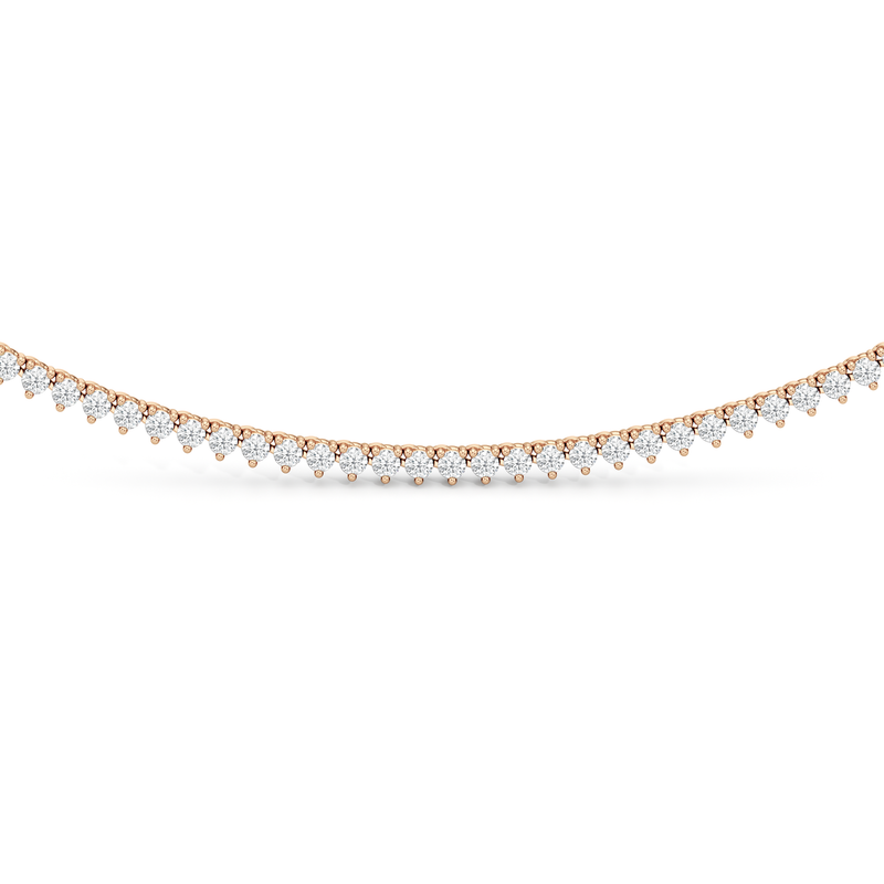 Three Prong Half Diamond Tennis Necklace