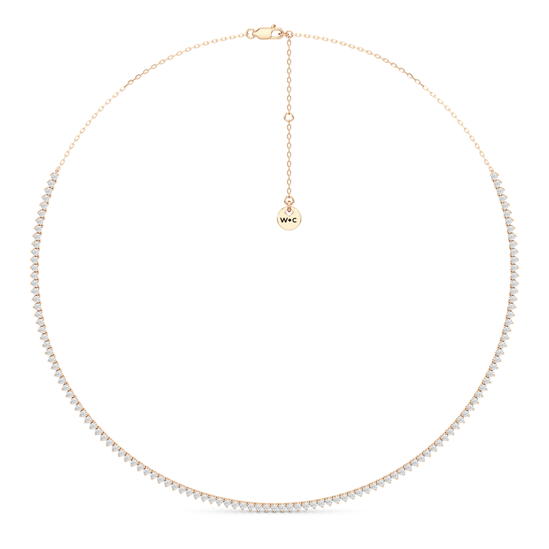 Three Prong Half Diamond Tennis Necklace