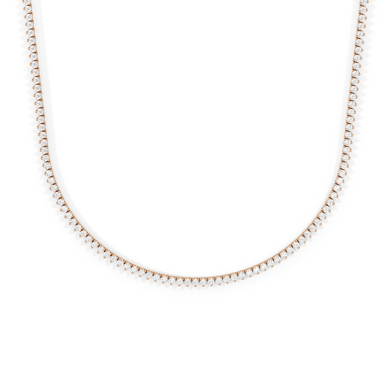 Three Prong Half Diamond Tennis Necklace