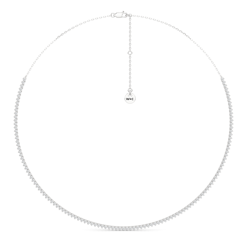 Three Prong Half Diamond Tennis Necklace