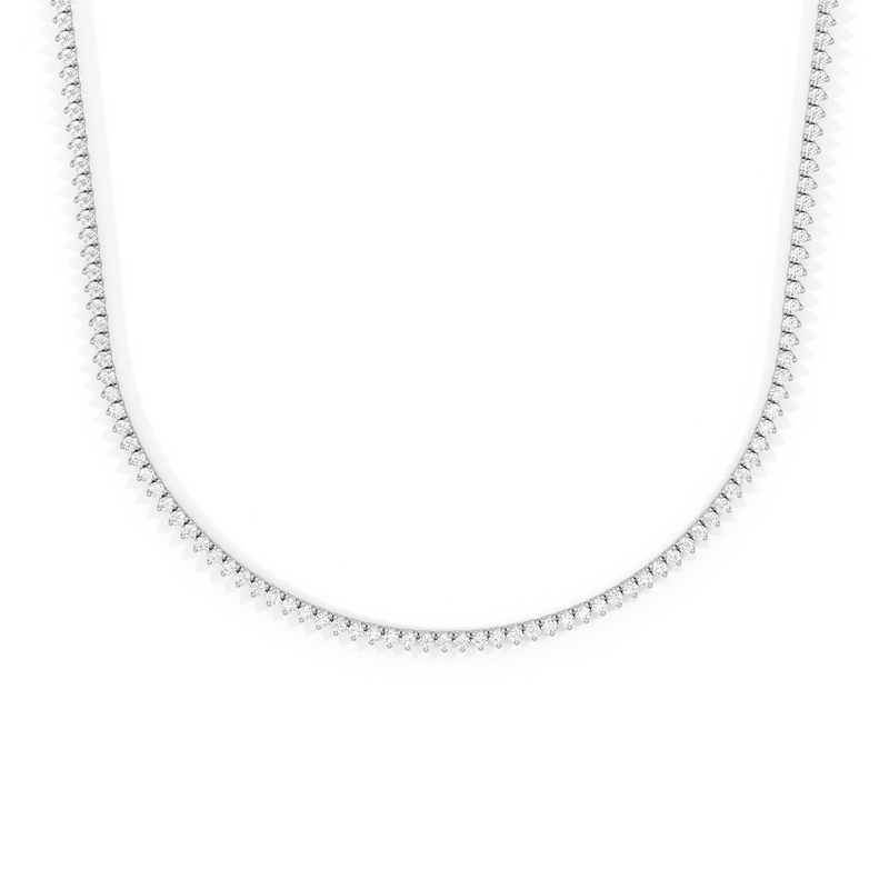 Three Prong Half Diamond Tennis Necklace