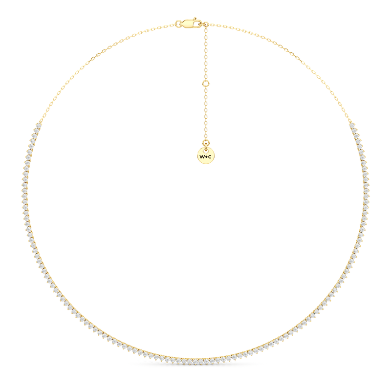 Three Prong Half Diamond Tennis Necklace