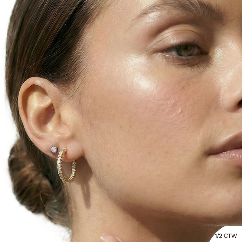 Classic Round Diamond Four Prong Studs Earrings (F+ SI+)