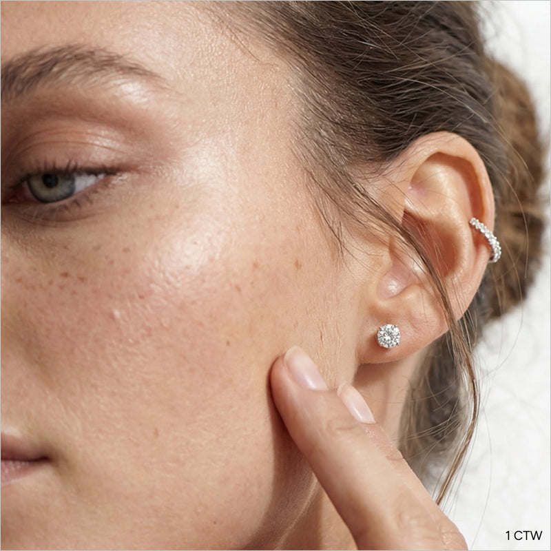 Classic Round Diamond Four Prong Studs Earrings (F+ SI+)