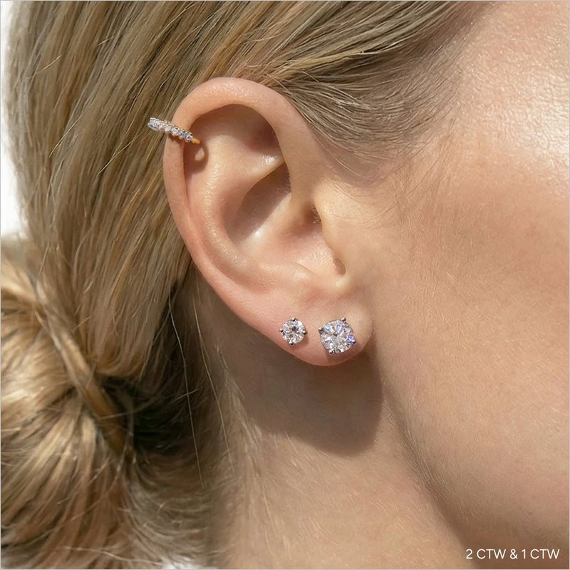 Classic Round Diamond Four Prong Studs Earrings (F+ SI+)