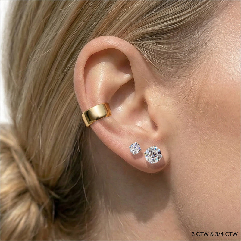 Classic Round Diamond Four Prong Studs Earrings (F+ SI+)