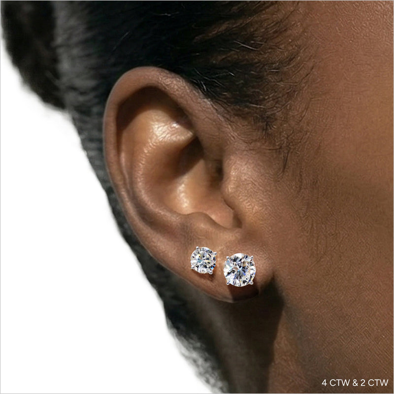 Classic Round Diamond Four Prong Studs Earrings (F+ SI+)