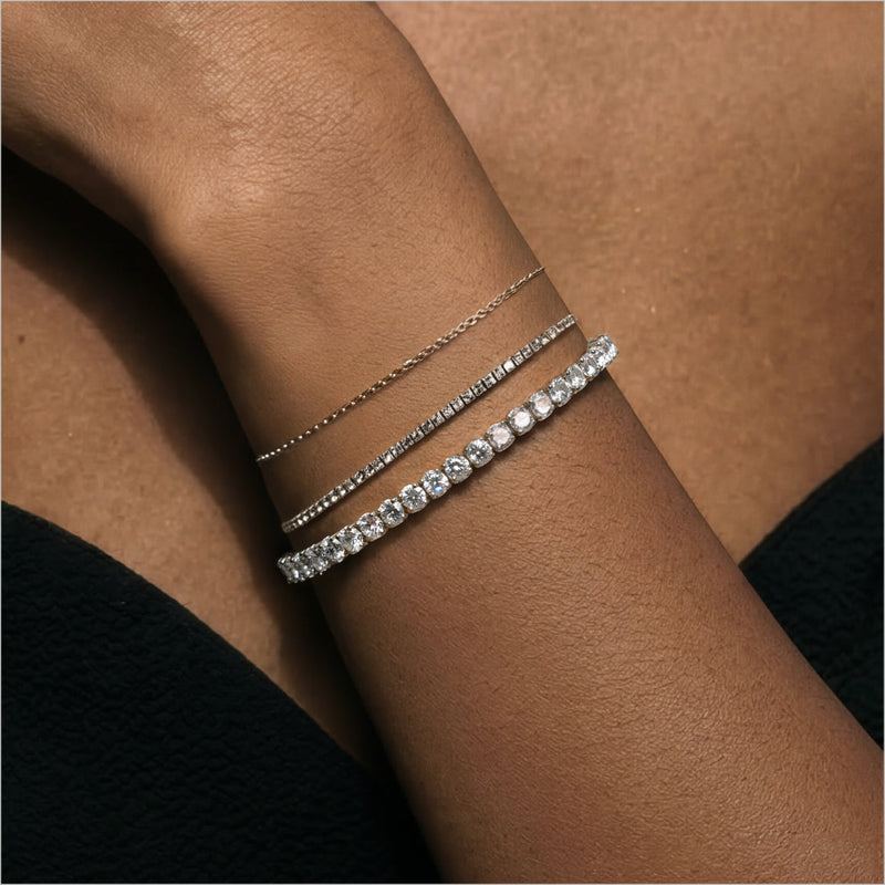 Classic 4-Prong Round Lab Diamond Square Basket Tennis Bracelet