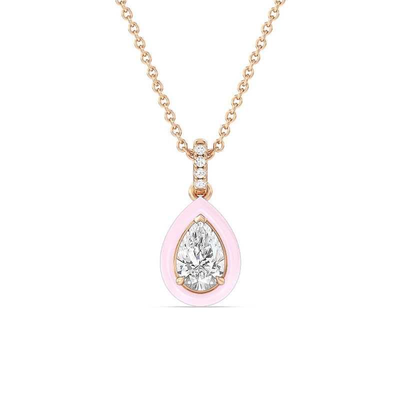 Pear Bezel Drop Necklace in Ceramic