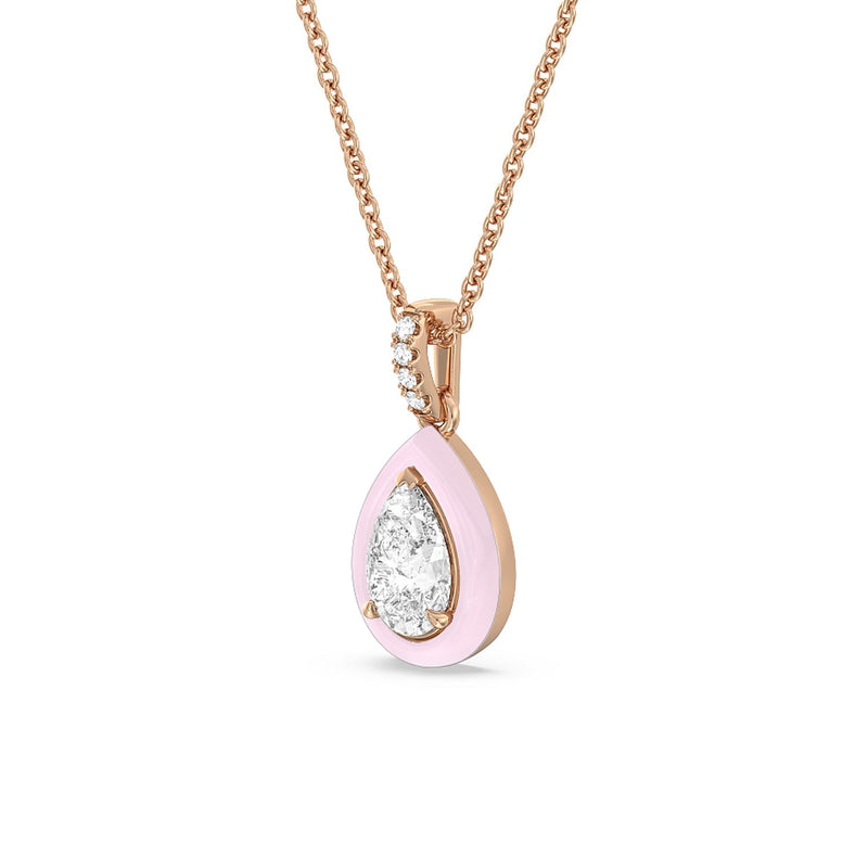 Pear Bezel Drop Necklace in Ceramic