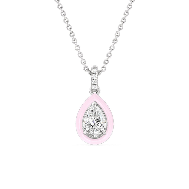 Pear Bezel Drop Necklace in Ceramic
