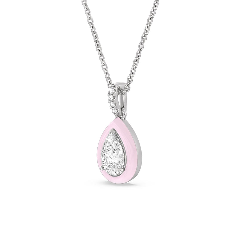 Pear Bezel Drop Necklace in Ceramic