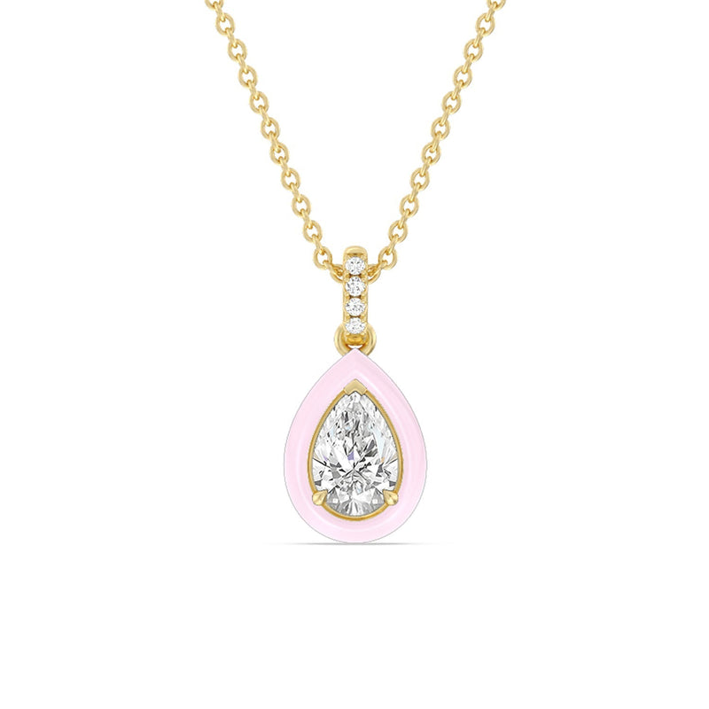 Pear Bezel Drop Necklace in Ceramic