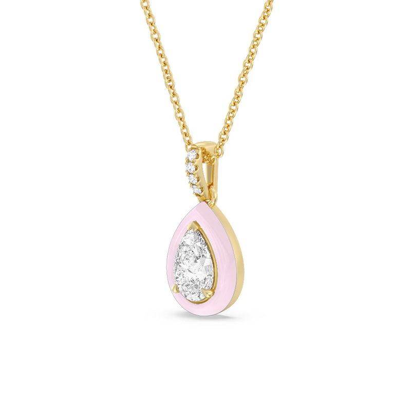 Pear Bezel Drop Necklace in Ceramic