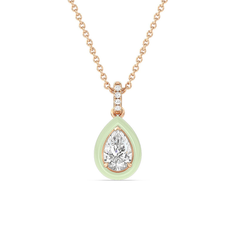 Pear Bezel Drop Necklace in Ceramic