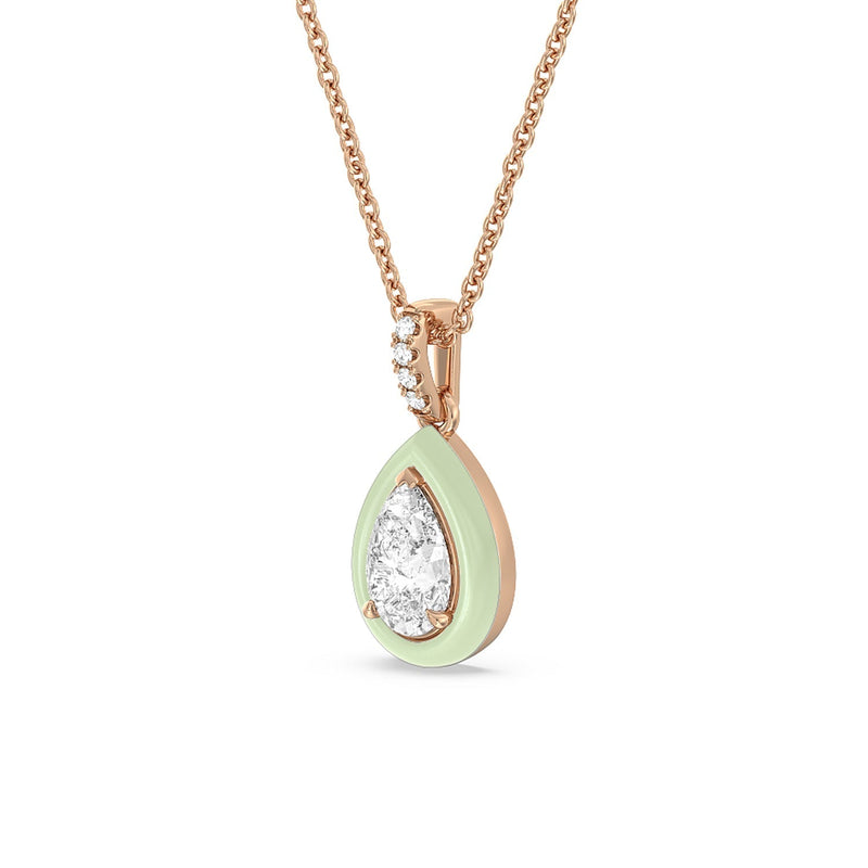 Pear Bezel Drop Necklace in Ceramic