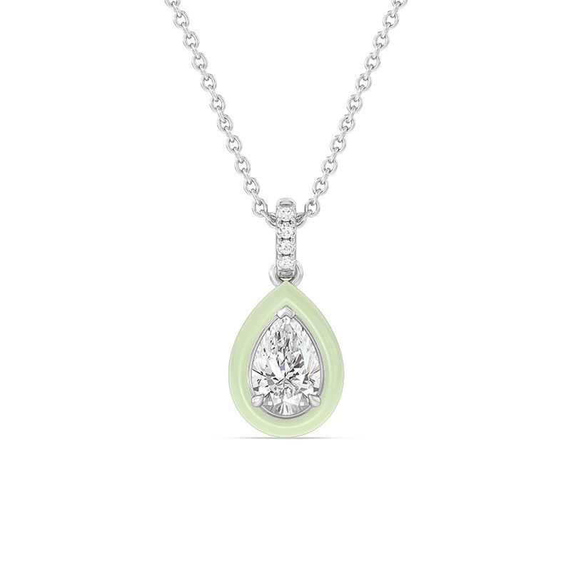 Pear Bezel Drop Necklace in Ceramic
